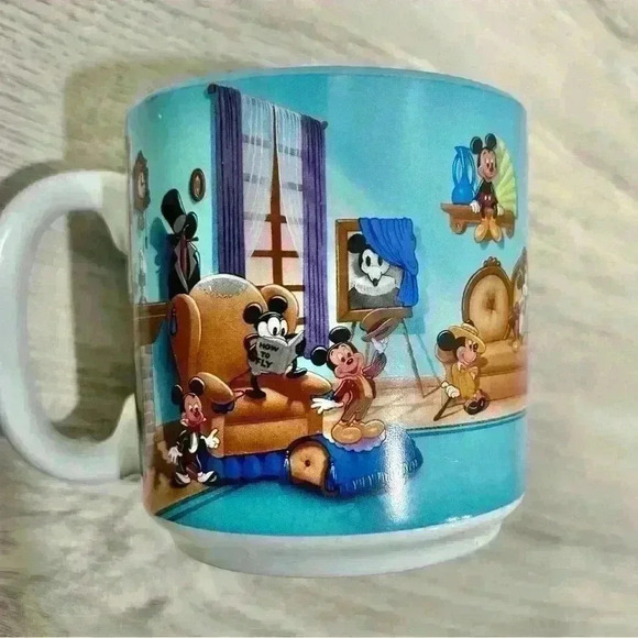 Vintage Retired Disney Mickey Mouse Through Years Ceramic Coffee Cup Mug 12oz - Picture 3 of 9